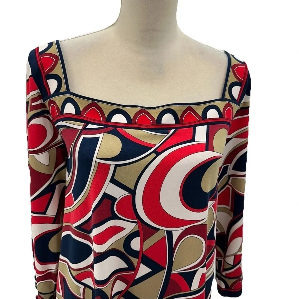 NWOT Michael Kors Stylish Women's Multicolor Geometric Top